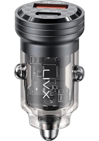 Transparent 45W Pd/qc Type C ve USB Çıkış Ultra Hızlı Mini Araç Şarj Cihazı L35