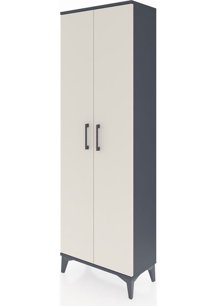 Arges Dolap Tek Raflı 2 Kapaklı Tek Askılı 60X30X182 Antrasit-Aytaşı modelleri