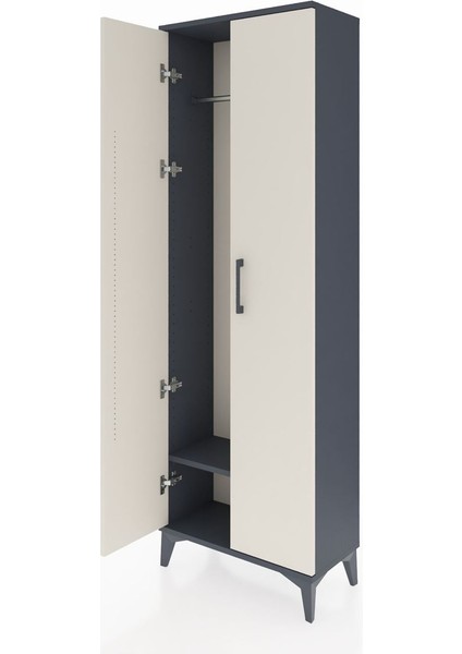 Arges Dolap Tek Raflı 2 Kapaklı Tek Askılı 60X30X182 Antrasit-Aytaşı fırsatları