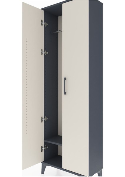 Arges Dolap Tek Raflı 2 Kapaklı Tek Askılı 60X30X182 Antrasit-Aytaşı indirimleri