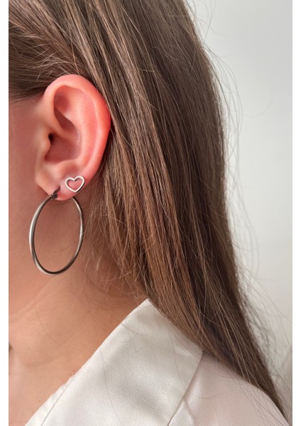 12'li Gümüş Tonu Paslanmaz Çelik Küpe Seti - Halka, Kalp ve Yıldız Kombini fiyatları