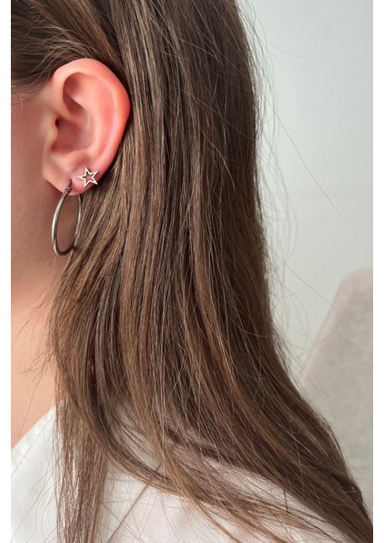 12'li Gümüş Tonu Paslanmaz Çelik Küpe Seti - Halka, Kalp ve Yıldız Kombini fırsatları