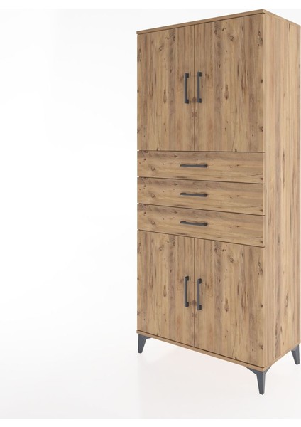 Hyperion Dolap 3 Raflı 3 Çekmeceli 4 Kapaklı 88X44X195 Çam-Çam modelleri