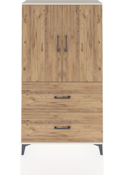 Arges Dolap Tek Raflı 2 Çekmeceli Tek Askılı 88X30X163 Aytaşı-Çam