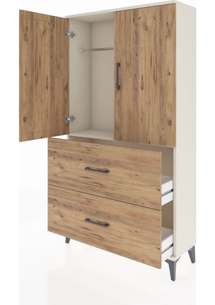 Arges Dolap Tek Raflı 2 Çekmeceli Tek Askılı 88X30X163 Aytaşı-Çam fırsatları