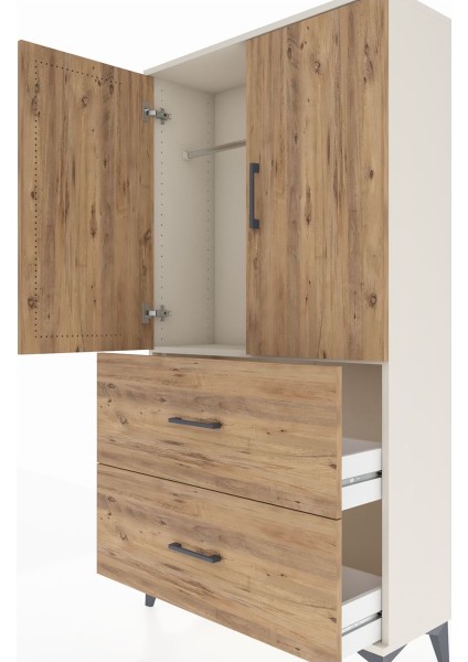 Arges Dolap Tek Raflı 2 Çekmeceli Tek Askılı 88X30X163 Aytaşı-Çam indirimleri