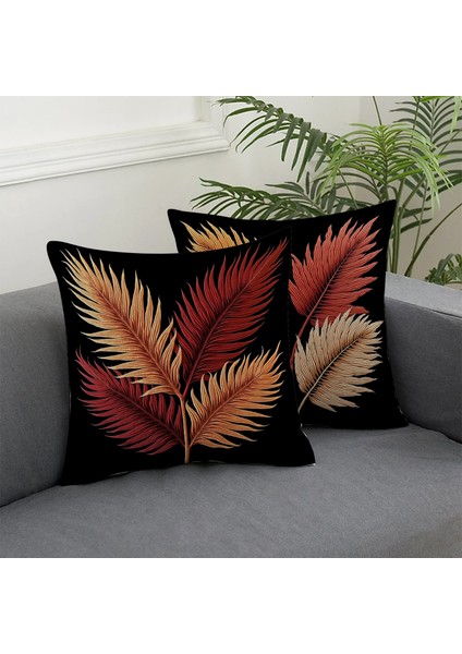 2 Li Kombin Siyah Zemin Yaprak Desenli 3 Boyutlu Dijital Baskılı Kırlent Kılıfı fiyatları