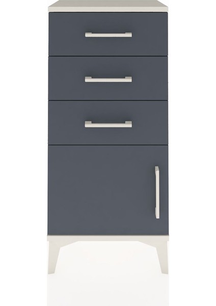 Arges Komodin 3 Çekmeceli Tek Kapaklı 44X30X96 Aytaşı-Antrasit