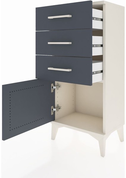 Arges Komodin 3 Çekmeceli Tek Kapaklı 44X30X96 Aytaşı-Antrasit fırsatları