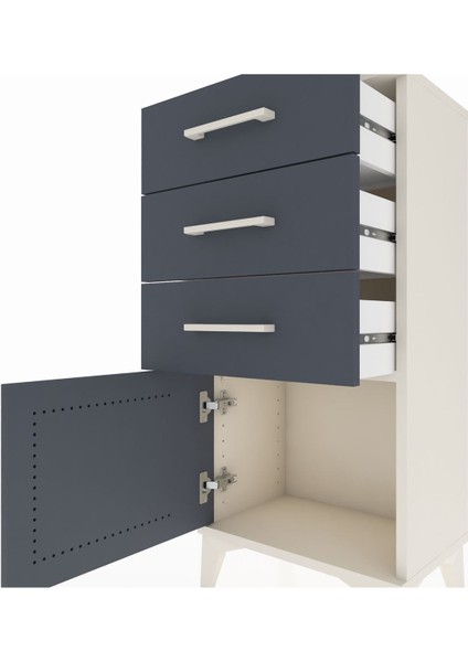 Arges Komodin 3 Çekmeceli Tek Kapaklı 44X30X96 Aytaşı-Antrasit indirimleri