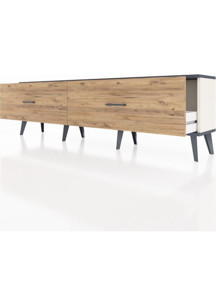 Arges Tv Ünitesi 2 Çekmeceli 176X30X51 Aytaşı-Antrasit/çam fırsatları
