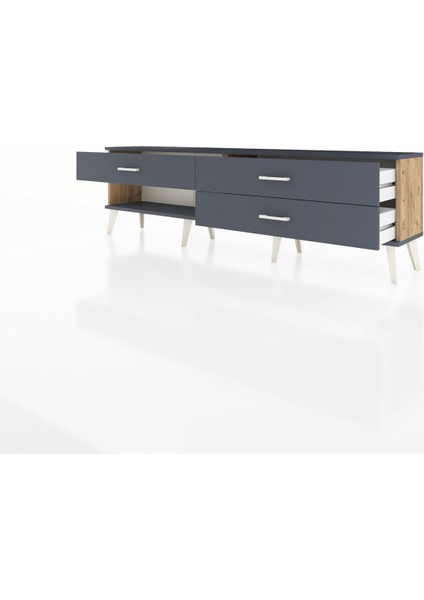 Arges Tv Ünitesi 3 Çekmeceli 176X30X51 Çam-Antrasit/antrasit modelleri