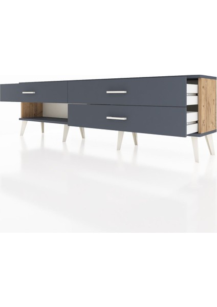 Arges Tv Ünitesi 3 Çekmeceli 176X30X51 Çam-Antrasit/antrasit fırsatları