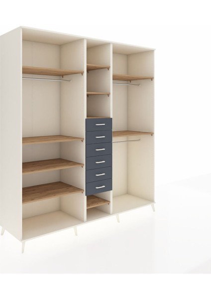 Kronos Dolap 10 Raflı 6 Çekmeceli 3 Askılı 220X59X243 Aytaşı-Çam/antrasit fiyatları