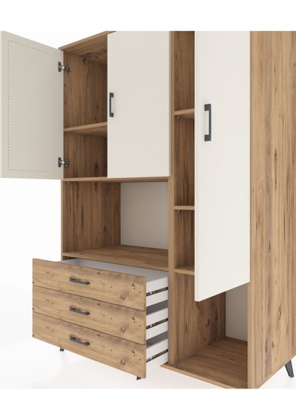 Kronos Dolap 6 Raflı 3 Çekmeceli 3 Kapaklı 132X59X195 Çam-Aytaşı/çam fırsatları