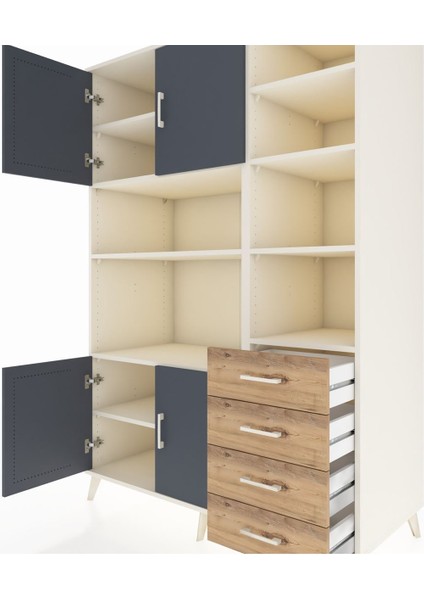 Kronos Dolap 9 Raflı 4 Çekmeceli 4 Kapaklı 132X59X195 Aytaşı-Antrasit/çam fırsatları