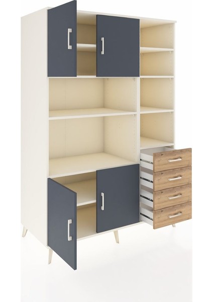 Kronos Dolap 9 Raflı 4 Çekmeceli 4 Kapaklı 132X59X195 Aytaşı-Antrasit/çam indirimleri