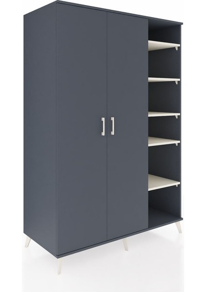 Kronos Dolap 7 Raflı 2 Kapaklı Tek Askılı 132X59X195 Antrasit-Antrasit/aytaşı fiyatları