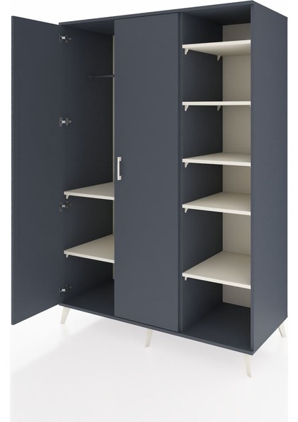 Kronos Dolap 7 Raflı 2 Kapaklı Tek Askılı 132X59X195 Antrasit-Antrasit/aytaşı modelleri