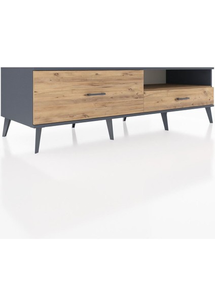 Kronos Tv Ünitesi Tek Raflı 2 Çekmeceli 176X59X51 Antrasit-Çam/çam fiyatları