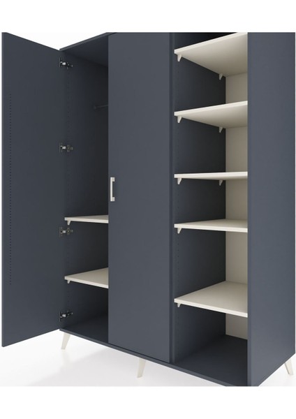 Kronos Dolap 7 Raflı 2 Kapaklı Tek Askılı 132X59X195 Antrasit-Antrasit/aytaşı fırsatları