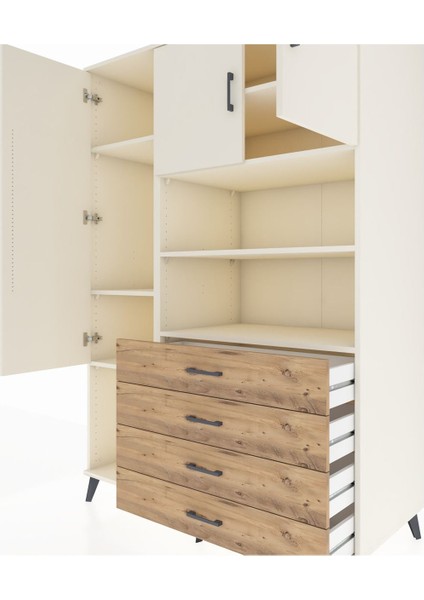 Kronos Dolap 7 Raflı 4 Çekmeceli 3 Kapaklı 132X59X195 Aytaşı-Aytaşı/çam fırsatları