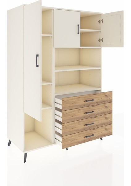 Kronos Dolap 7 Raflı 4 Çekmeceli 3 Kapaklı 132X59X195 Aytaşı-Aytaşı/çam indirimleri