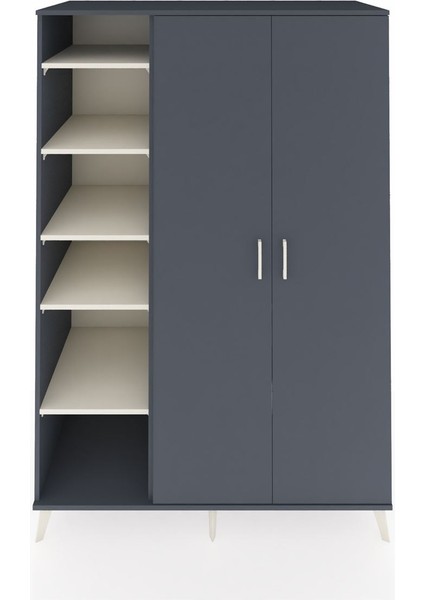 Kronos Dolap 7 Raflı 2 Kapaklı Tek Askılı 132X59X195 Antrasit-Antrasit/aytaşı