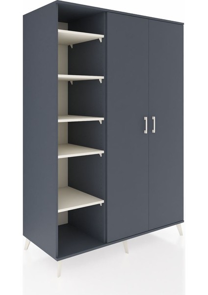 Kronos Dolap 7 Raflı 2 Kapaklı Tek Askılı 132X59X195 Antrasit-Antrasit/aytaşı fiyatları