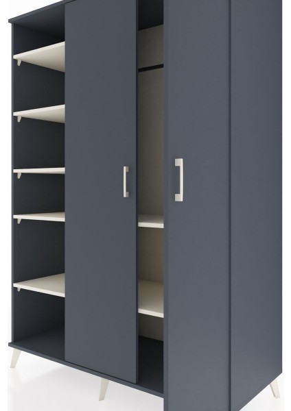 Kronos Dolap 7 Raflı 2 Kapaklı Tek Askılı 132X59X195 Antrasit-Antrasit/aytaşı fırsatları