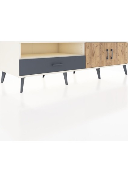 Kronos Tv Ünitesi 2 Raflı Tek Çekmeceli 2 Kapaklı 176X59X51 Aytaşı-Çam/antrasit fiyatları