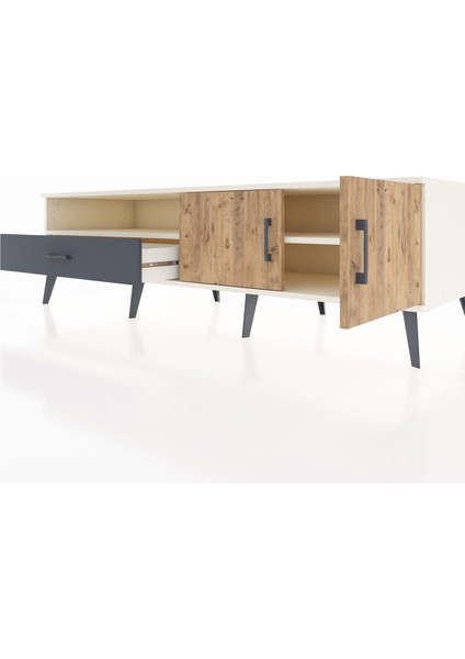 Kronos Tv Ünitesi 2 Raflı Tek Çekmeceli 2 Kapaklı 176X59X51 Aytaşı-Çam/antrasit fırsatları