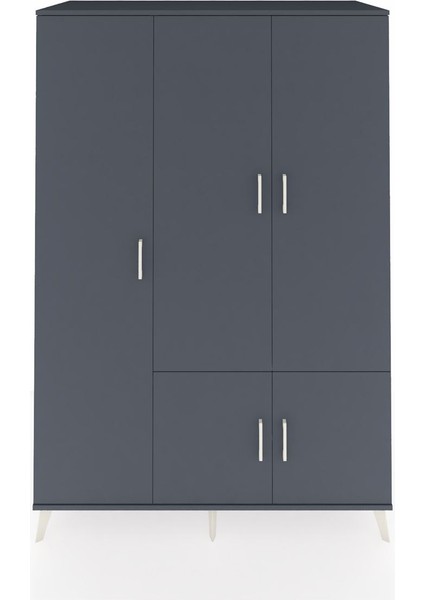 Kronos Dolap 7 Raflı 5 Kapaklı Tek Askılı 132X59X195 Antrasit-Antrasit/aytaşı