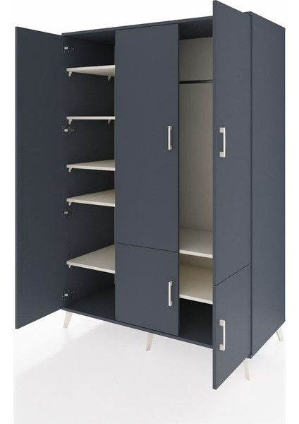 Kronos Dolap 7 Raflı 5 Kapaklı Tek Askılı 132X59X195 Antrasit-Antrasit/aytaşı modelleri