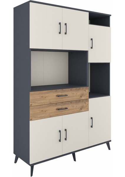 Hyperion Dolap 9 Raflı 2 Çekmeceli 6 Kapaklı 132X44X195 Antrasit-Aytaşı/çam fiyatları