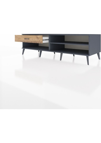 Kronos Tv Ünitesi Tek Raflı Tek Çekmeceli 176X59X51 Antrasit-Antrasit/çam modelleri