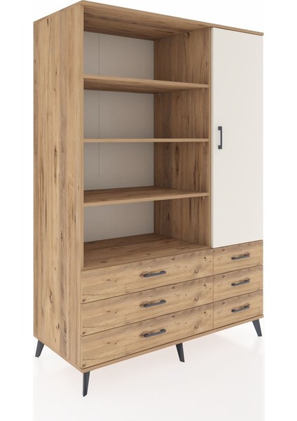 Kronos Dolap 8 Raflı 6 Çekmeceli Tek Kapaklı 132X59X195 Çam-Aytaşı/çam fiyatları