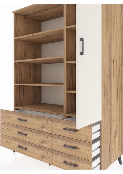 Kronos Dolap 8 Raflı 6 Çekmeceli Tek Kapaklı 132X59X195 Çam-Aytaşı/çam fırsatları