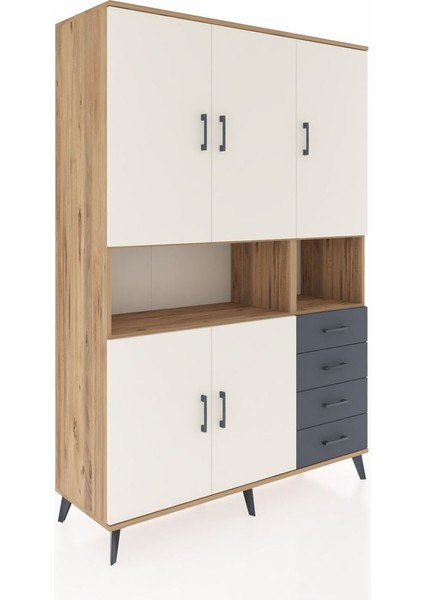 Hyperion Dolap 7 Raflı 4 Çekmeceli 5 Kapaklı 132X44X195 Çam-Aytaşı/antrasit fiyatları
