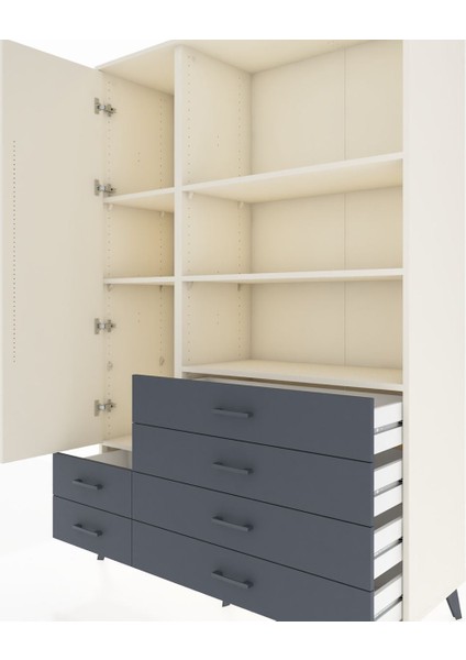 Hyperion Dolap 7 Raflı 6 Çekmeceli Tek Kapaklı 132X44X195 Aytaşı-Aytaşı/antrasit fırsatları