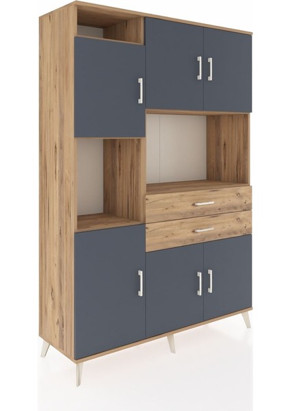 Hyperion Dolap 8 Raflı 2 Çekmeceli 6 Kapaklı 132X44X195 Çam-Antrasit/çam fiyatları