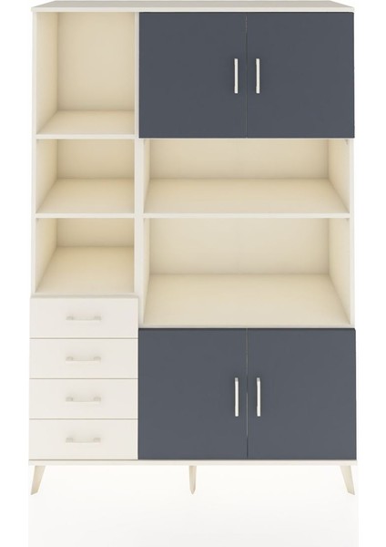 Hyperion Dolap 8 Raflı 4 Çekmeceli 4 Kapaklı 132X44X195 Aytaşı-Antrasit/aytaşı