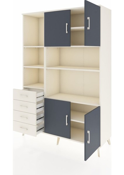 Hyperion Dolap 8 Raflı 4 Çekmeceli 4 Kapaklı 132X44X195 Aytaşı-Antrasit/aytaşı modelleri