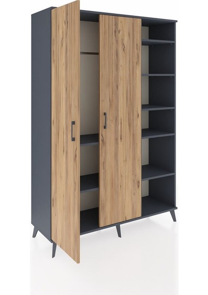Hyperion Dolap 7 Raflı 2 Kapaklı Tek Askılı 132X44X195 Antrasit-Çam/aytaşı indirimleri