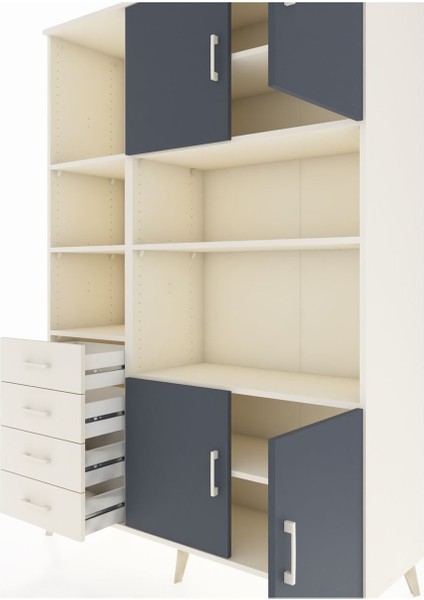 Hyperion Dolap 8 Raflı 4 Çekmeceli 4 Kapaklı 132X44X195 Aytaşı-Antrasit/aytaşı fırsatları