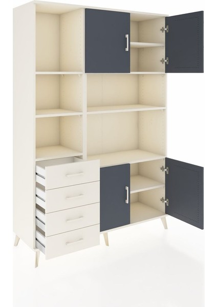 Hyperion Dolap 8 Raflı 4 Çekmeceli 4 Kapaklı 132X44X195 Aytaşı-Antrasit/aytaşı indirimleri