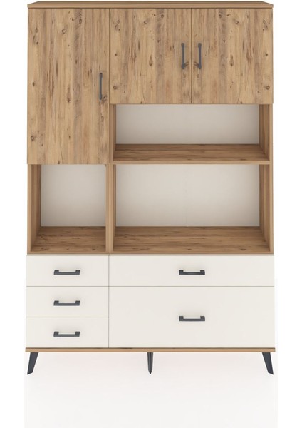 Arges Dolap 8 Raflı 5 Çekmeceli 3 Kapaklı 132X30X195 Çam-Çam/aytaşı