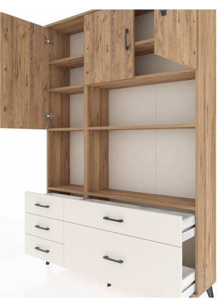 Arges Dolap 8 Raflı 5 Çekmeceli 3 Kapaklı 132X30X195 Çam-Çam/aytaşı fırsatları