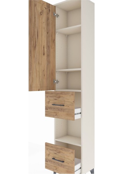 Arges Dolap 4 Raflı 2 Çekmeceli Tek Kapaklı 44X30X221 Aytaşı-Çam indirimleri