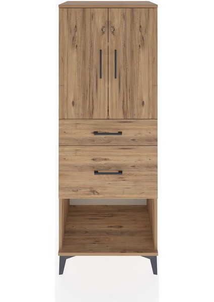 Hyperion Dolap 3 Raflı 2 Çekmeceli 2 Kapaklı 60X44X163 Çam-Çam